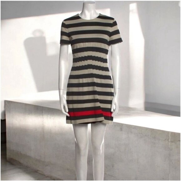 DIANE VON FURSTENBERG DVF Striped Short Sleeve Mini Dress Sz 6 - Picture 1 of 4